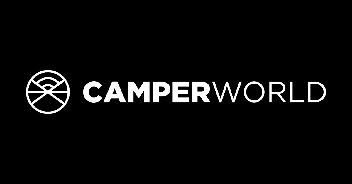Logotipo de Camper World en blanco sobre negro