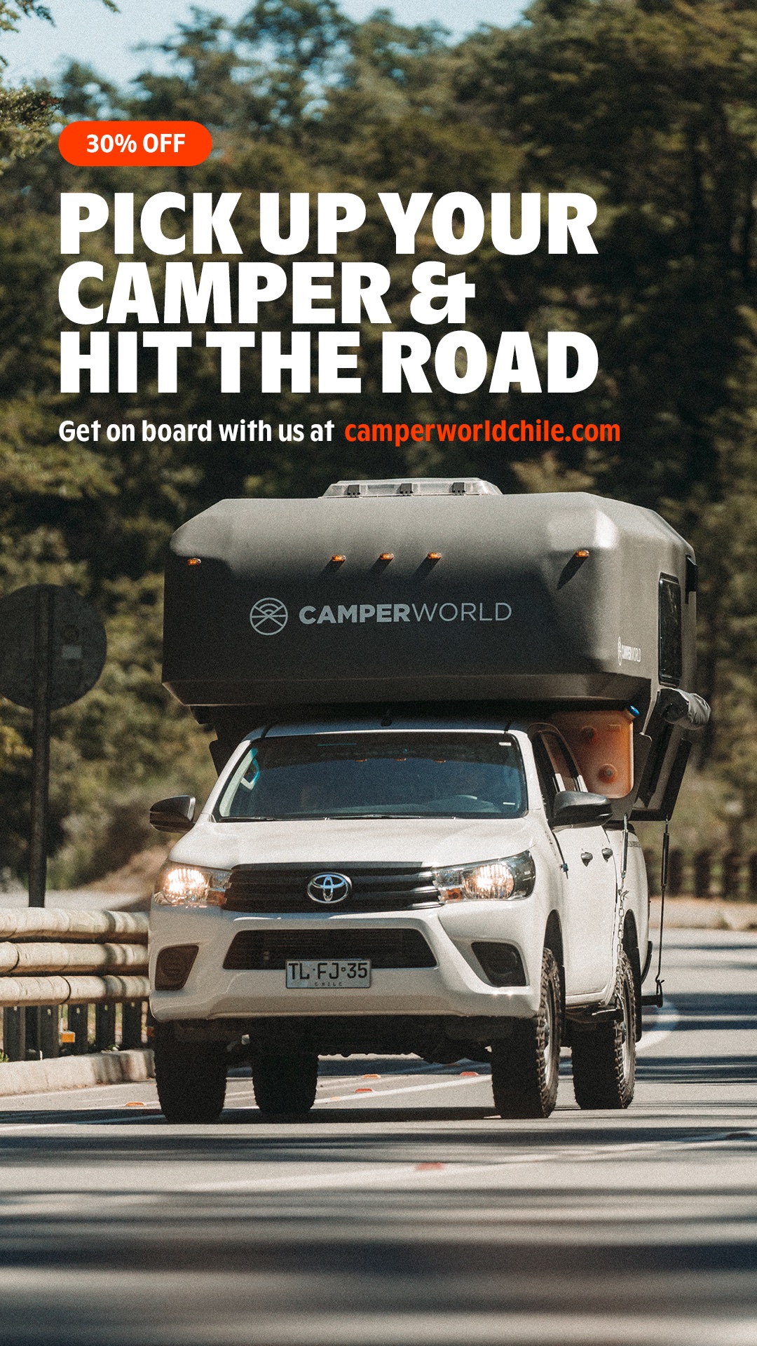 Historia de Instagram: promoción 30% off pick up your camper